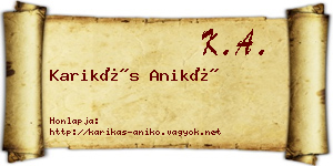 Karikás Anikó névjegykártya